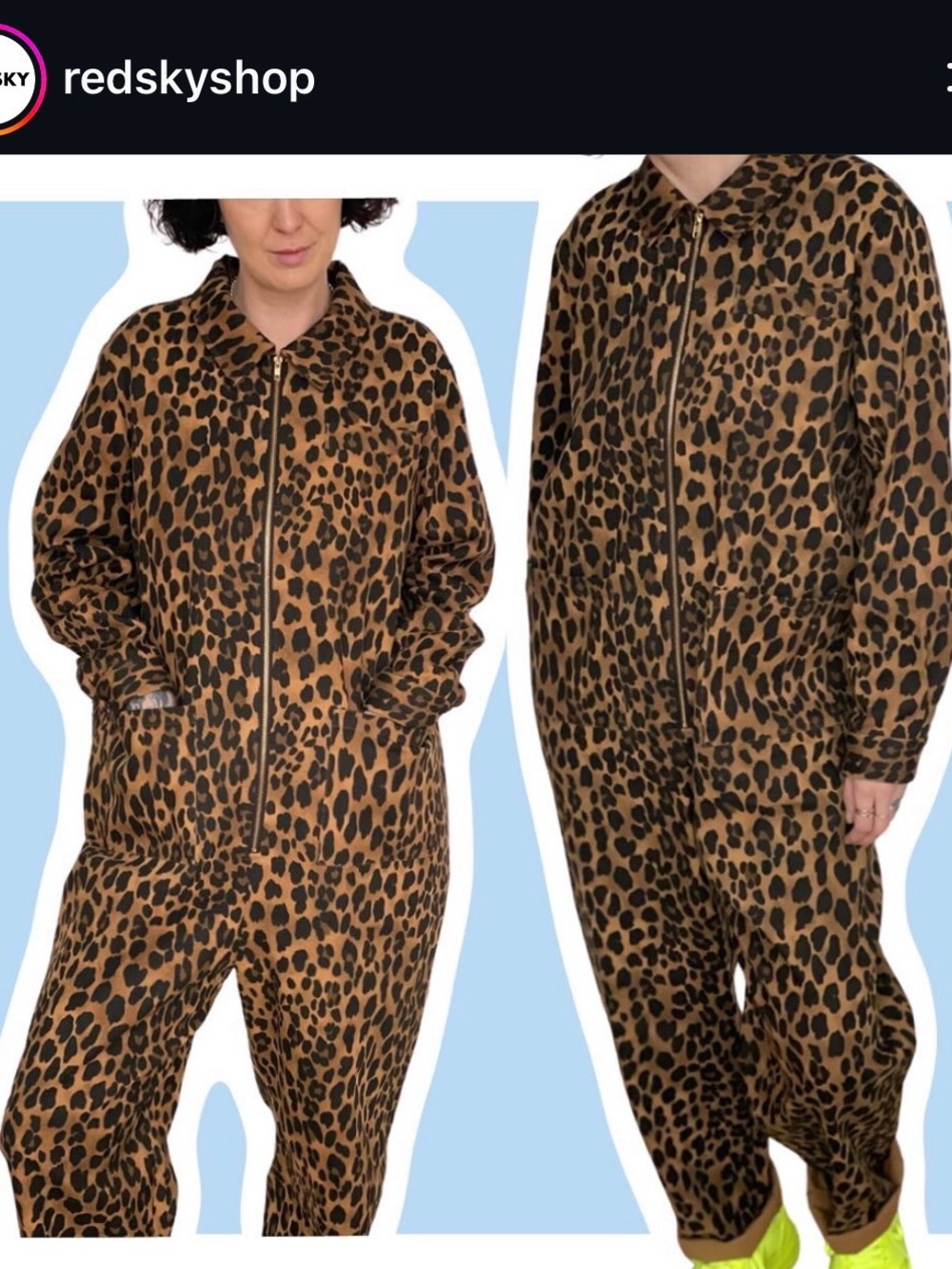 Leopard Print Zip-Front Jumpsuit - Brown